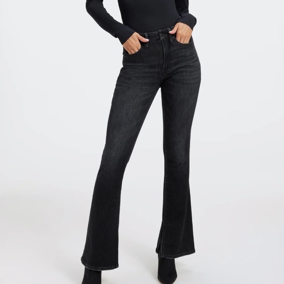 Good American Denim - NWT GOOD AMERICAN Bootcut Jeans Split Seam Cashmere Blend Black 218 Size 10